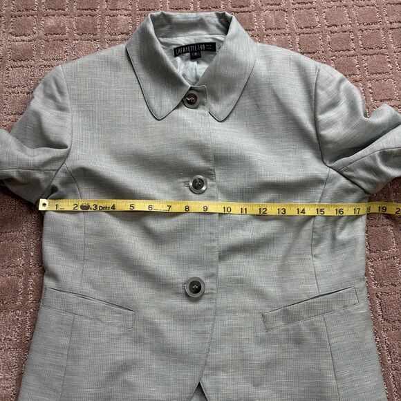 Lafayette 148 Wool Linen Mohair Jacket Women's 8 Light Green Career Profesional - Picture 5 of 7